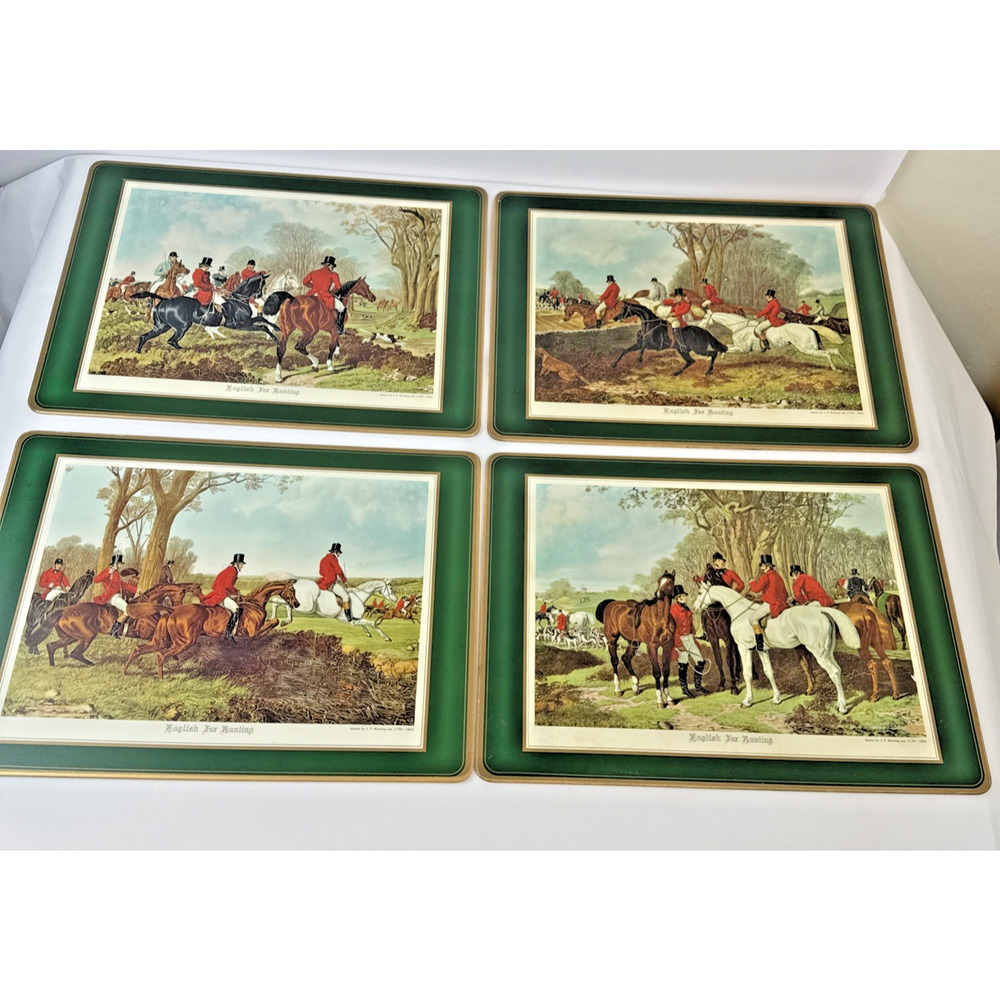 4 Fox Hunting Placemats English Countryside Equestrian Table old world manor